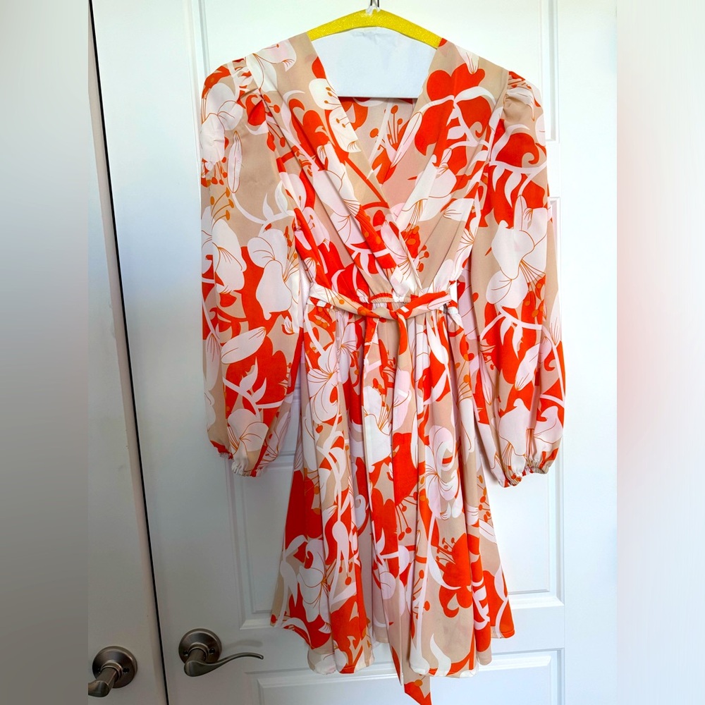 Long sleeve tropical dress